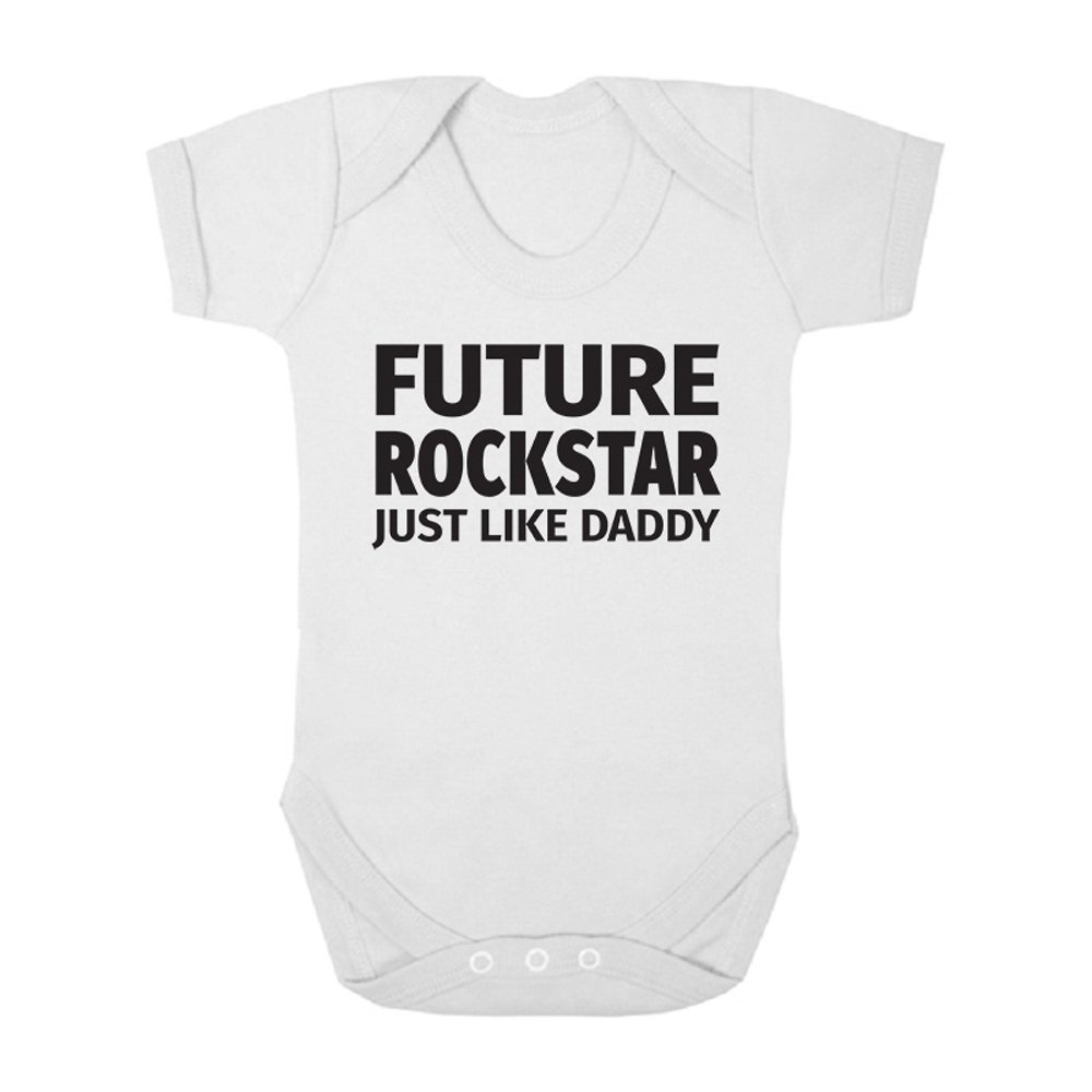 Future Rockstar Like Daddy Cute Boys and Girls Baby Vest Bodysuit (White, 0-3 Months)