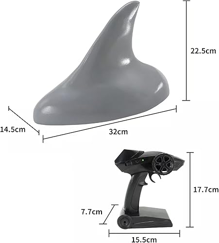 Miniatura 3 de Shark Fin - Barco de simulación de barco a control remoto, flotación de agua, 2.4 GHz 15 KmH, barco eléctrico a control remoto, motores dobles,