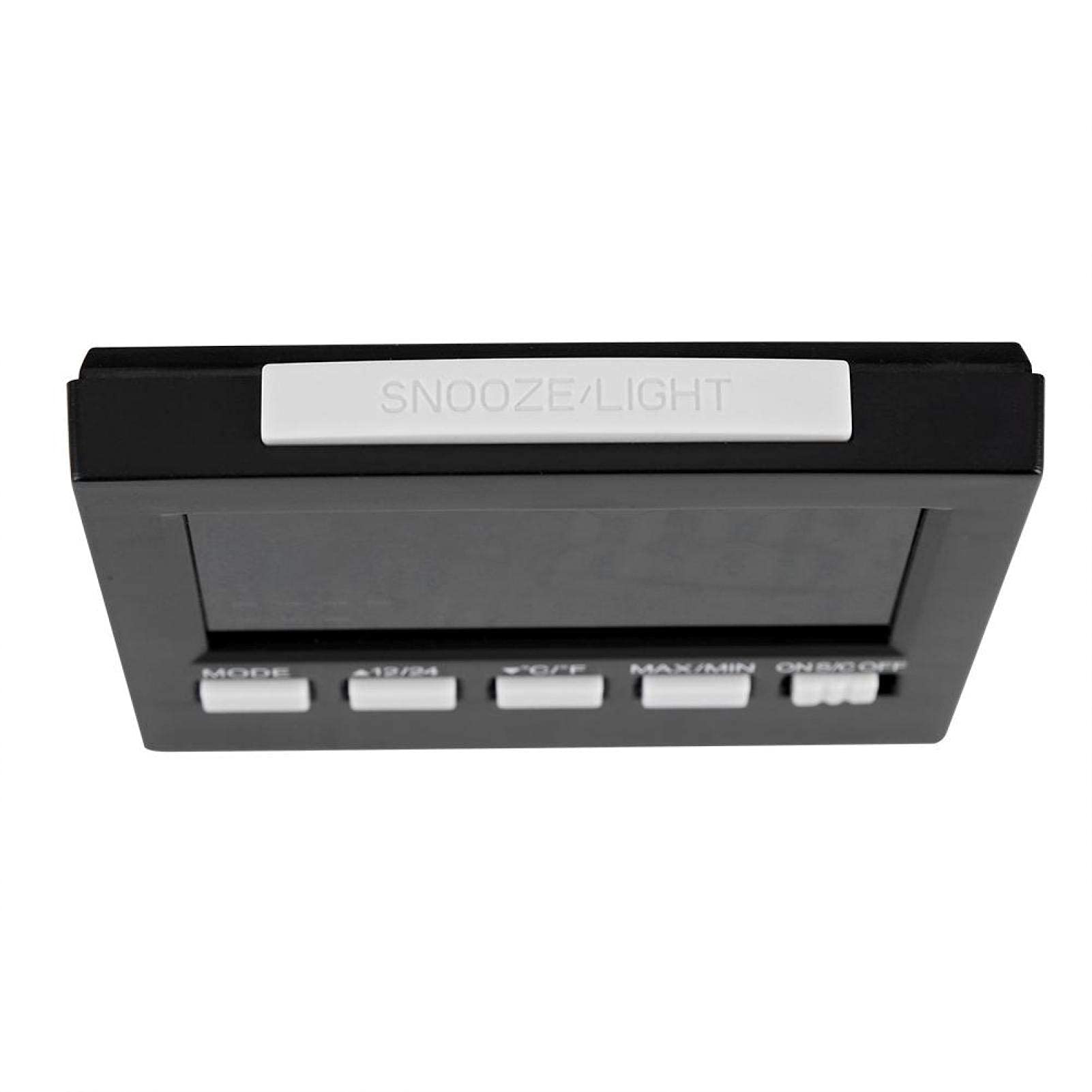 Pequeños Relojes Digitales, Reloj Despertador con TermóMetro Digital Despertadores de Viaje Calendario con Pilas Temperatura Humedad Pantalla Meteorológica con Retroiluminación para Hogar, Oficina