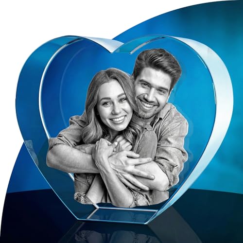 ArtPix 3D Crystal Photo, Personalized Gifts for Women, Wife, Men, Mom, Father, Her, Him, Dad, Grandpa, Great Customized Gift with Your Own Photo, Custom Glass 3D Laser Etched Picture Wedding - Heart