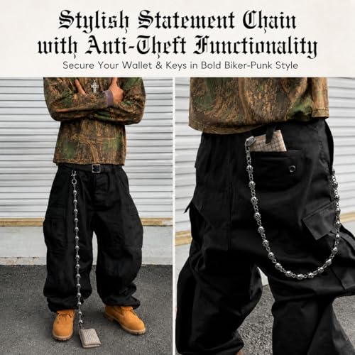 Image of Wallet Chain - Skull Chains for Pants Jeans Purse Bag, Punk Gothic Style,Suitable for Parties /Stage Performances /Everyday Wear, emo Y2K accessories