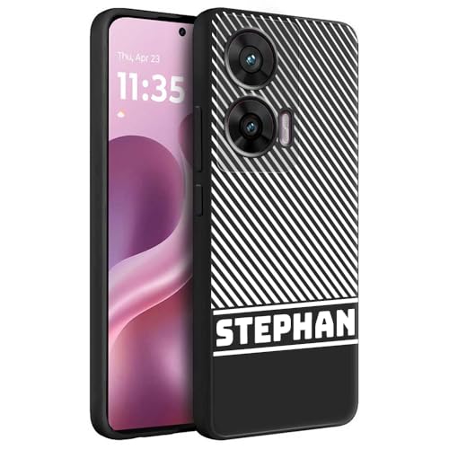 Image of Fashionury Back Cover Case for Motorola G96 5G / Motorola Edge 50 Fusion /Motorola G85 5G | Matte Soft Silicon Flexible | Camera Bump Protection | Name with Pattern | Get Your Name on Cover (Black)