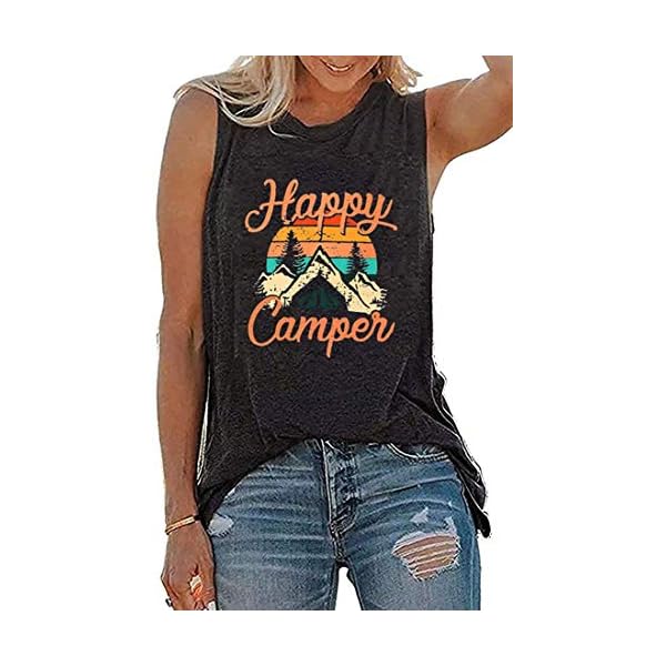 UNIQUEONE-Tank-Tops-for-Women-Happy-Camper-Tank-Top-Sleeveless-Graphic-Tee-Shirts-Loose-Fit-Vest-Tees UNIQUEONE Tank Tops for Women Happy Camper Tank Top Sleeveless Graphic Tee Shirts Loose Fit Vest Tees Dark Grey