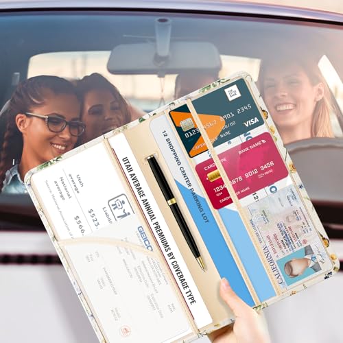 Image of CoBak Car Registration and Insurance Holder | Vehicle Glove Box Organizer, Auto Truck Compartment Document Case with Magnetic Closure for Insurance & Driver License