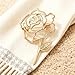 MALOYANVE Valentine's Day Hollow Rose Brooch Pin for Women Fashion Gold-Tone Plated Metal Elegant Rose Floral Brooches Coat Sweater Corsage Shawl Scarf Buckle Sweater Cardigan Elegant Accessories Jewelry (Golden with Branches)