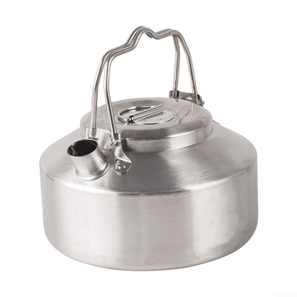 Bollitore a fischio da campeggio, 1 l, con manico pieghevole, per fornello a gas, viaggi, campeggio, vacanze, bollitore portatile