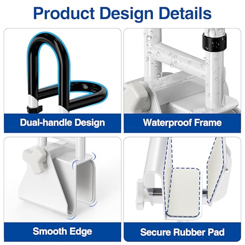 Adjustable Bathtub Safety Rail with Double Grip, 14–18 Inch Height Shower Grab Bar for Seniors, Elderly & Disabled, Non-Slip Tub Side Bar Clamp for Bathroom Support - Image 7