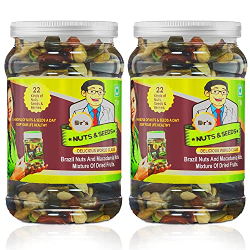 Image of Dr'.s nuts & Seeds 22+ Varieties High in Protein and Dietary Fiber Natural Immunity Booster Mixed Nuts, Seeds and Berries, 300 Grams x 2