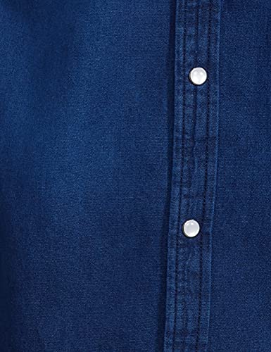 Image of Amazon Brand - INKAST Men's Slim Shirt (AZ-INK-RFS-DN-04 Mid Blue 4 4XL)
