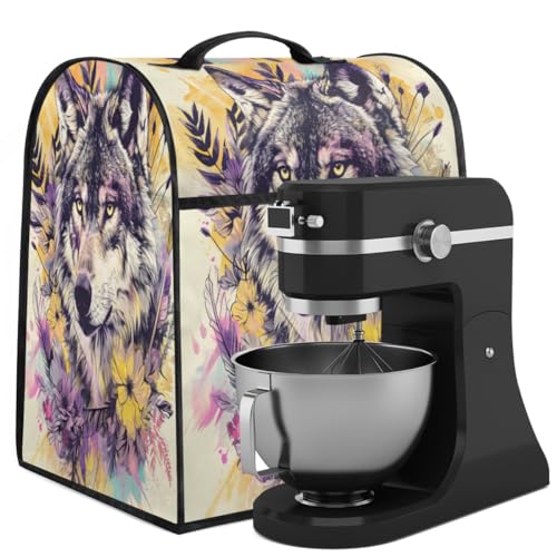 Coffee Maker Cover Animal Wolf Flower Kitchen Appliance Covers Small Appliance Covers Blender Cover Juicer Cover Dust Covers for Kitchen Appliances with Top Handle and Pockets,Washable,C47