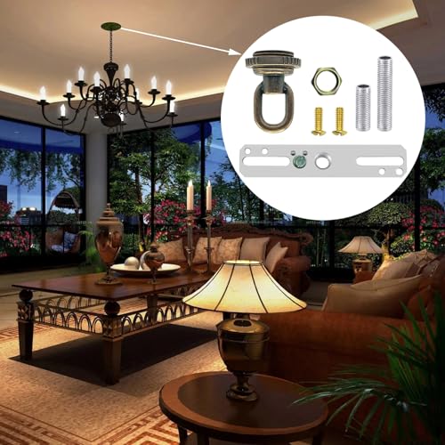 Image of ECUDIS Light Fixture Cross Bar Kit, 1 /4 IP Center Lamp Screw Collar Canopy Hardware Set (Antique Brass, Pack of 2)