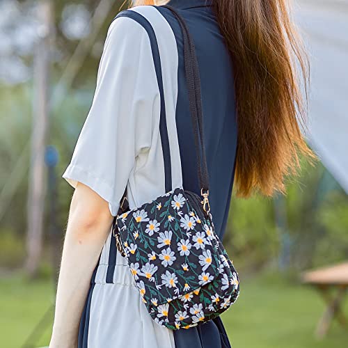 Image of SILKAREA Embroidered Cute Mini Crossbody Bag for Women Small Handbags Wristlet Wallet Bag Cell-phone Pouch Coin Purse