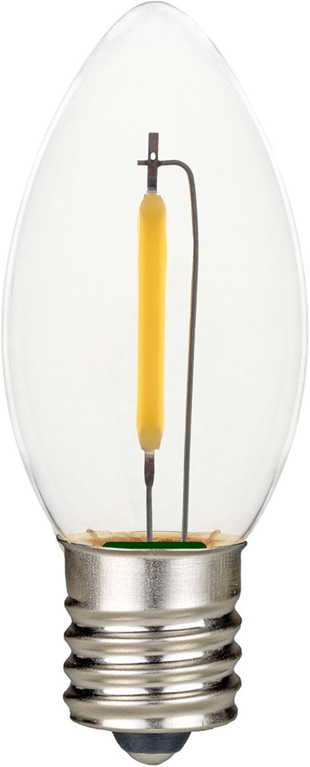 Novelty Lights 25 Pack C9 LED Filament Bulbs, Pure White Shatterproof Plastic Replacement Christmas Lights, E17 Base for Indoor/Outdoor Strings, Dimmable, 0.6W 10,000 Hour Life