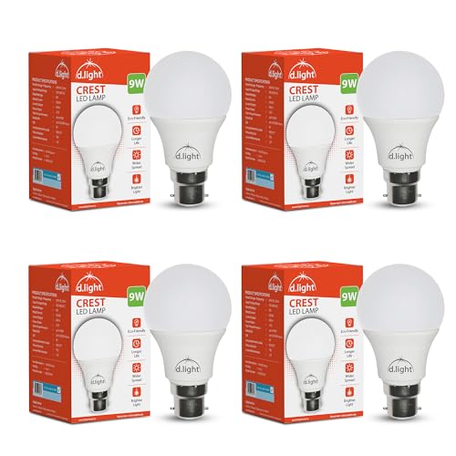 Image of D.LIGHT 9W LED Bulb Color for Home & Office |B22 LED Bulb Base | High Voltage Protection |Eco Friendly Energy Efficient | Pack of 4