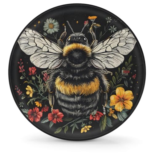 Image of Spare Tire Cover Bee and Flowers Wheel Covers Protectors Waterproof Dust-Proof Universal Fit Trailer, RV, SUV and Many Vehicle 16 Inch