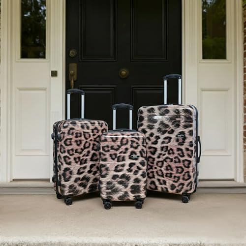 OHS Leopard Suitcase Set of 3, Hardshell Luggage Sets with 4 Wheels Lightweight Durable Adjustable Handles Easy to Carry - Cabin Luggage, Medium Suitcase, Large Suitcase - Image 3