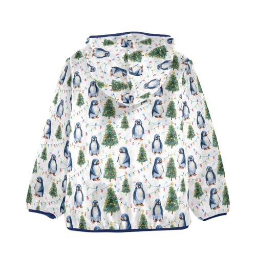 Christmas Penguin Toddler Fleece Jacket Baby Boys Hooded Zipper Long Sleeve Thick Warm Outerwear 3-10 Years2