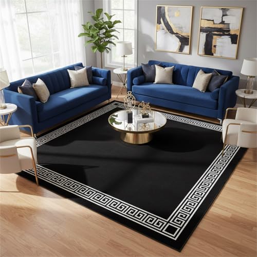Tapete geométrico negro y blanco 61x61 cm lavable miniatura 5