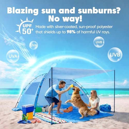 Purebox Beach Tent Sun Shelter - 2/3/4 Person UPF 50+ UV Protection Tents with Canopy, Easy Setup Lightweight Beach Shade Tent, Portable Beach Cabana Sun Shade Shelter — view 4