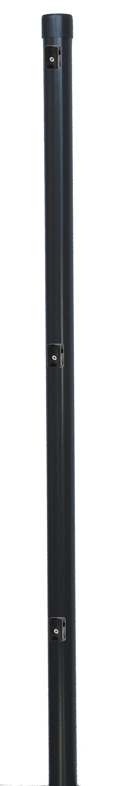 5 Stück Zaunpfosten Ø 34 mm Zaunpfahl 1700mm lang als Pfosten für 1,5m hohen Metallzaun aus Maschendraht in grau anthrazit RAL 7016. Zaunpfahl mit 3 Halter für Spanndraht und Pfosten Kappe.