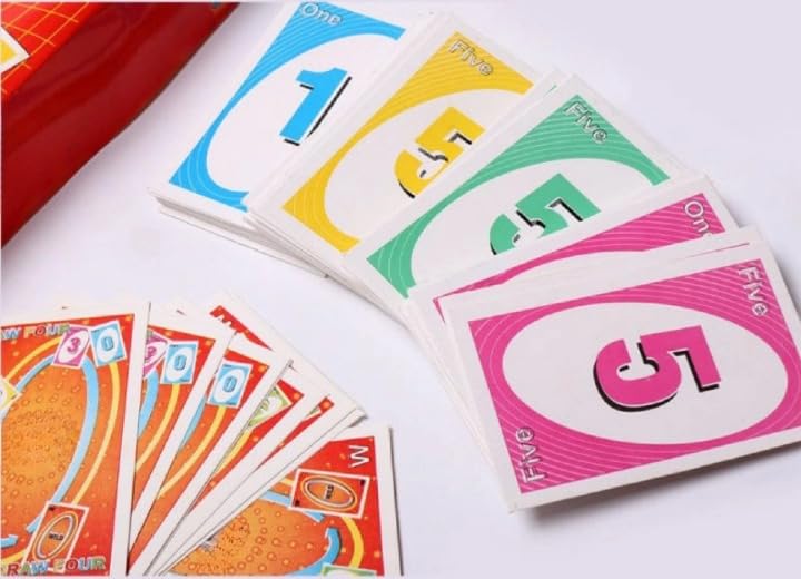 Image of ONO Card Game - 108 Playing Cards with Skip, Reverse & Draw Action Cards | Fun Indoor Game for Kids, Adults & Family | Travel Party Card Game