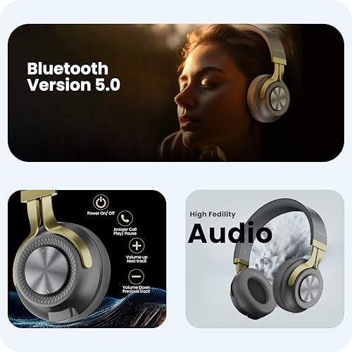 Image of HAMMER Bash 2.0 Over The Ear Wireless Bluetooth Headphones with Mic, Deep Bass, Foldable Headphones, Upto 8 Hours Playtime, Workout /Travel, Bluetooth 5.0 (Grey)