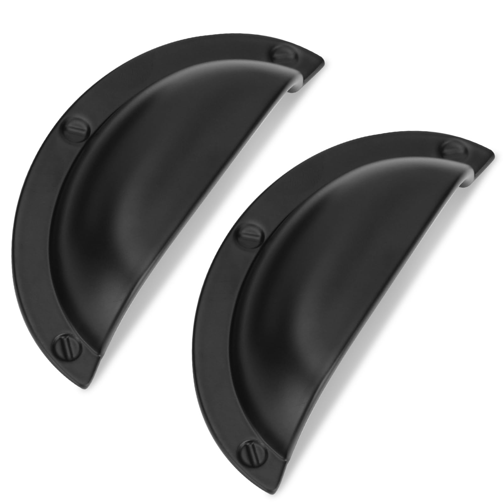 Vicycmc Matte Black zinc Alloy Cabinet Cup pulls,Black Solid 2-1/2 Inch （64mm） Hole Center Cup Cabinet Handles for Drawer,Cupboard, Wardrobe,Dresser 6