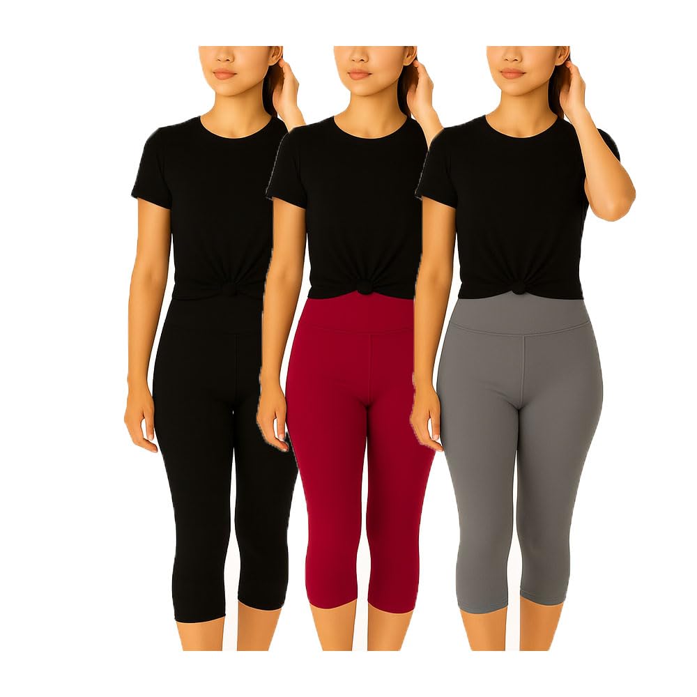 Womens Plain 3/4th Capri For Girls Pack Of 3 (BGP)-picture-12