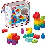 Mega Bloks, Bausteine für Kinder ab 1 Jahr, 60 Bauklötze, mit wiederverwendbarem Aufbewahrungsbeutel, fördert Kreativität und Fantasie, Spielzeug ab 1 Jahr, DCH55