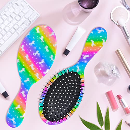 Kids Hair Brush Girls, Toddler Wet Dry Hair Brush, Detangling Brush For Curly Thick Hair, Small Hairbrush Pink Unicorn Detangler Brush For Kids, Pain-Free Comb, Hair Brush For Girls Women Rainbow #TOP5