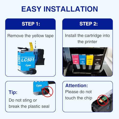 LC501 Ink Cartridges Replaced for Brother MFC-J1360DW Ink Cartridges 4 Pack - Image 4