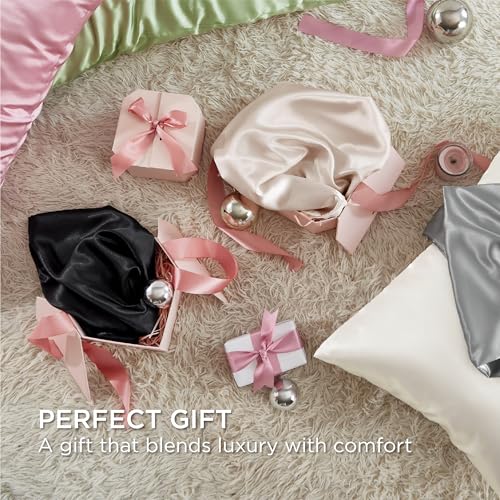 Image of Bedsure Satin Pillowcase with Zipper,King Pillow Cases Set of 2