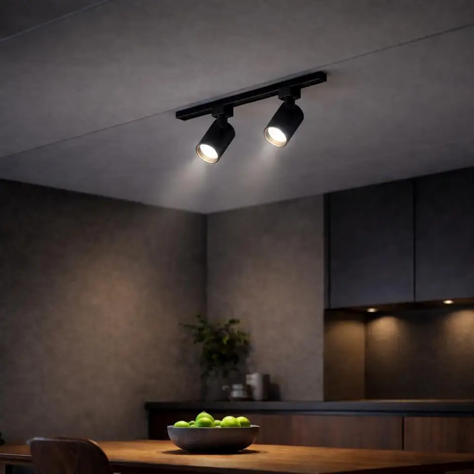 Kit Luminaria Trilho Eletrificado 50 Cm Com 2 Spots Led 7w Preto 4000k Branco Neutro Direcionável Iluminação Moderna Bivolt - Bela Home