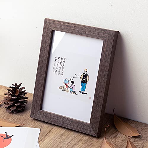 無垢材の額縁木製のフォトフレーム家族の結婚式のアート絵画の写真卓上装飾ギフト6インチ(10.2 * 15.2cm)ブラウン