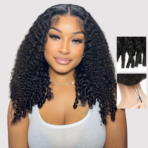 Burmese Curly 9x6 Glueless Human Hair Wig with Spiral Curls Ends 200 Density Drawstring Pre Plucked Pre Cut Wear and Go HD Lace Closure Wig Effortless Style Breathable for Black Women 18 Inch