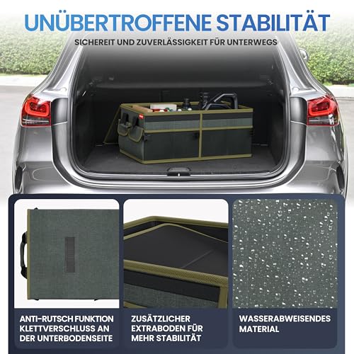 HELDENWERK Premium Kofferraum-Organizer mit Deckel stabil & rutschfest - Faltbare Auto Kofferraumtasche groß mit doppelten Böden - Kofferraumbox, Kofferraumorganizer Box