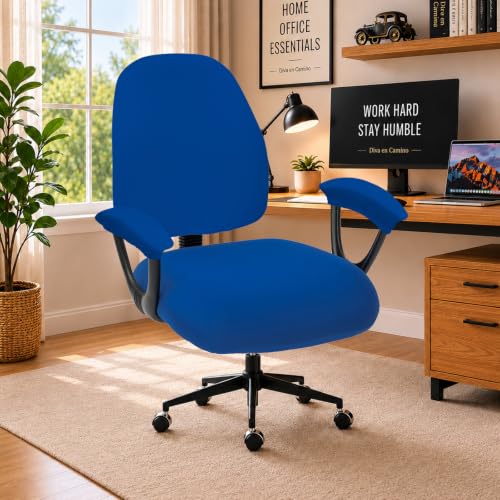 Image of Stretchable Split Office Chair Seat Covers - Universal Stretch Computer Chair Slipcover - Washable Rotating Backrest Coverings & Cushion Protectors & Armrest Covers for Dogs, Cats, Pets