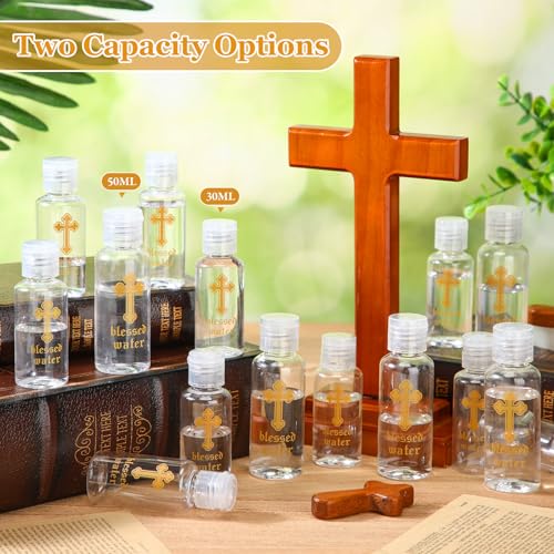 Botella de agua bendita Chuangdi con cruz dorada para primera comunión, 50 ml, 100 piezas miniatura 2