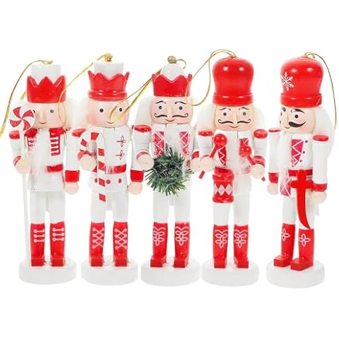 5pcs Red Wooden Nutcracker Ornaments Cover