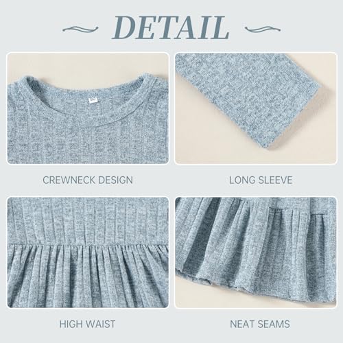 Image of Toddler Baby Girl Long Sleeve Dress Girls Knit Sweater Dresses Tiered Kids Swing Holiday Clothes Fall Winter