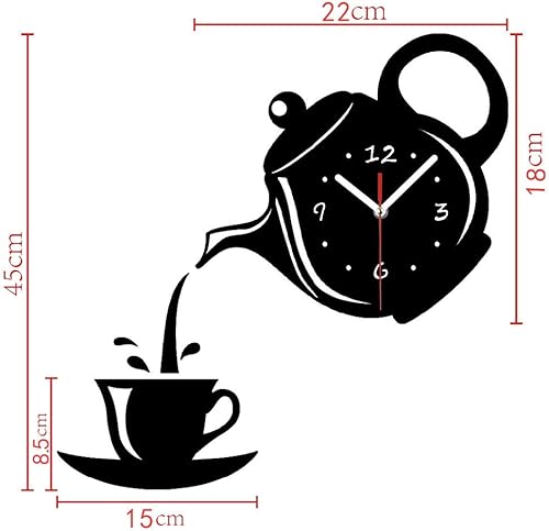 Miniatura 4 de SDCM Creativo DIY Taza de acrílico para café tetera 3D DIY Reloj de pared decorativo cocina Relojes de salón pared comedor hogar Decoración reloj