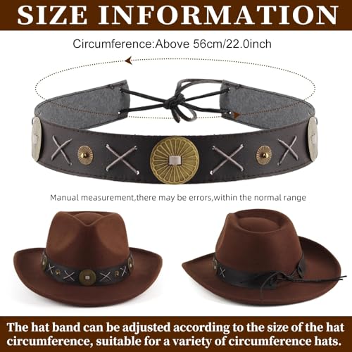 Image of Cowboy Hat Bands for Women Men, Leather Hat Bands for Western Straw Fedora Hats, Vintage HatBelt Hatbands Multicolor