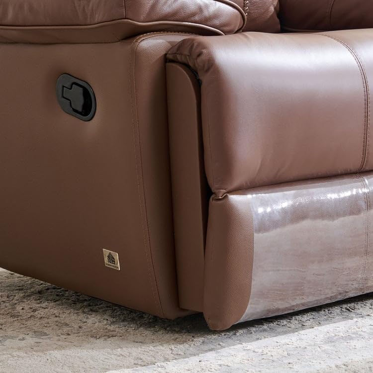 Image of Home Centre | Torino Half Leather 1-Seater Recliner | Recliner Sofa for Living Room | Solid Wood | Brown | 2 Year Warranty