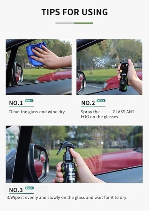 Image of Oil Film Cleaning Brush & Car Glass Cleaner Anti-Fog Spray | Windshield Defogger & Stain Remover for Interior & Exterior | Anti-Mist, Oil Stain Remover for Car Windows, Mirrors & Glass (1, red)