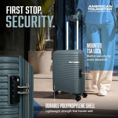 Image of American Tourister Liftoff+|Small Size Cabin Trolley Bag (55 cm) for Travel|360 8 Wheel Spinner Travel Luggage|Hard Case Polypropylene (PP) Suitcase|Mounted TSA Lock|Dark Olive