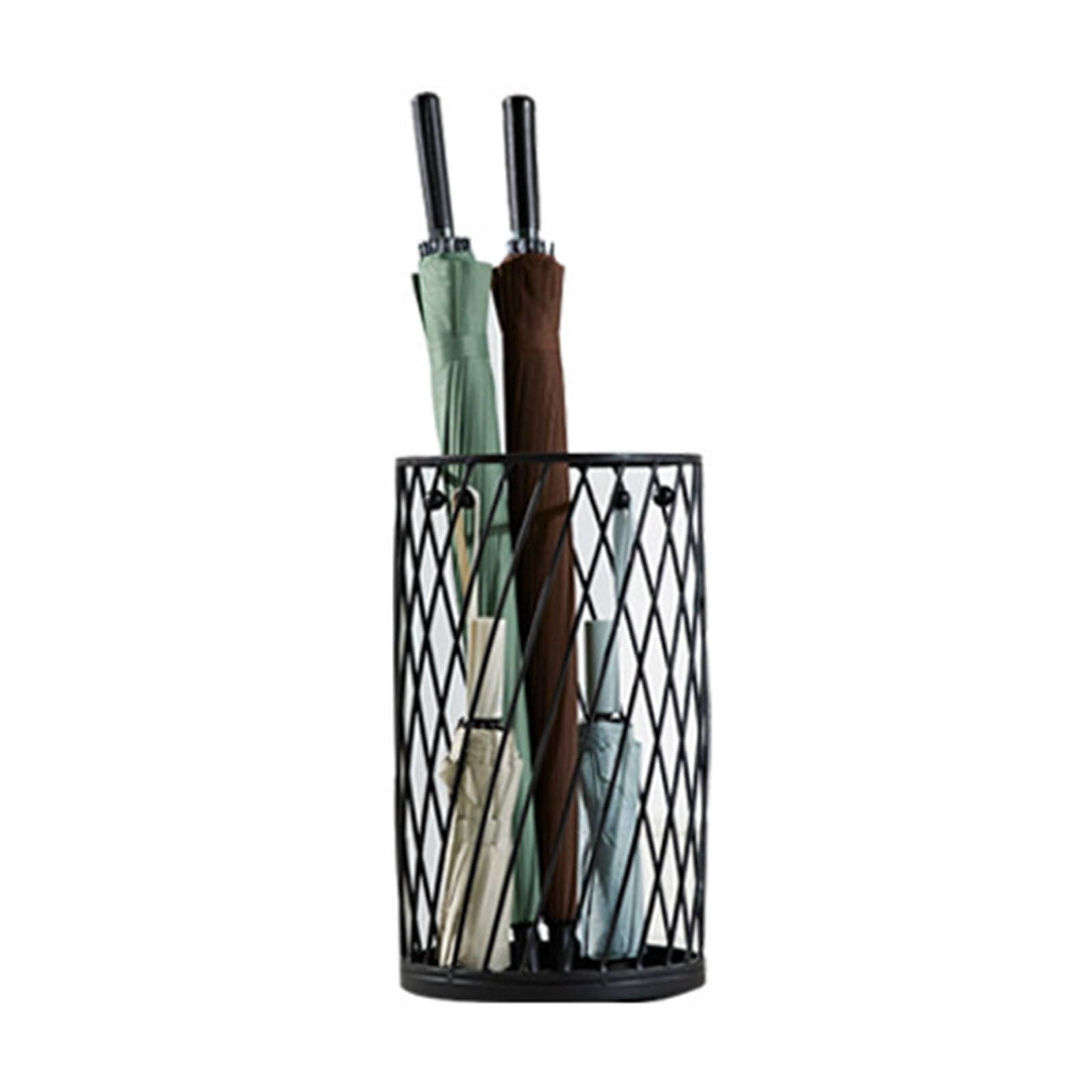 BHFPFZA Metal Umbrella Stand, Cylindrical Storage Holder, Wrought Iron Design with Top Tray, Ideal for Home & Commercial Entryway, Stylish Black Finish