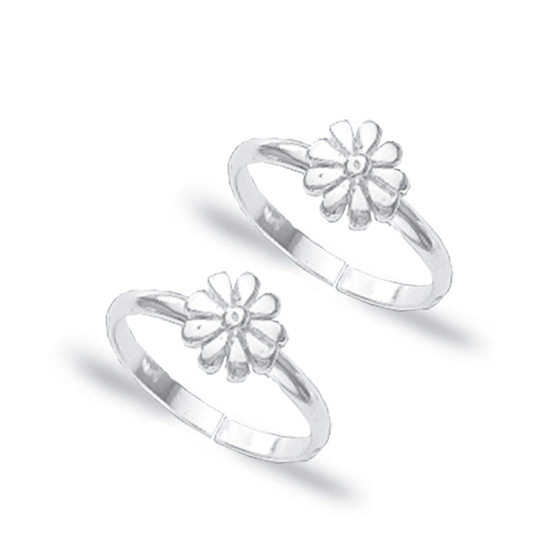 taraash 925 Sterling Silver Flower Design Toe Ring For Women-picture-4