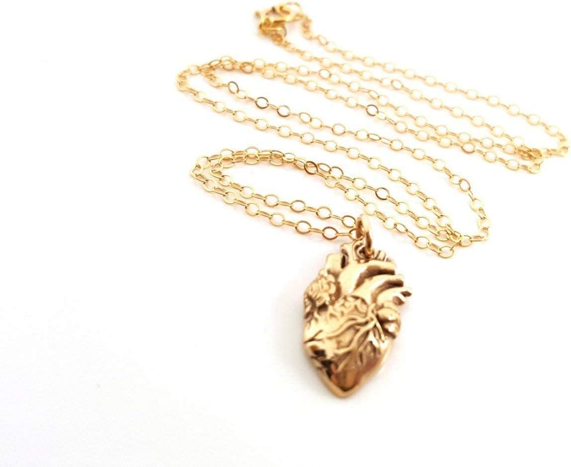 Gold Filled Anatomical Heart Necklace – Handmade 14K Gold Filled Charm, Meaningful Gift for Her