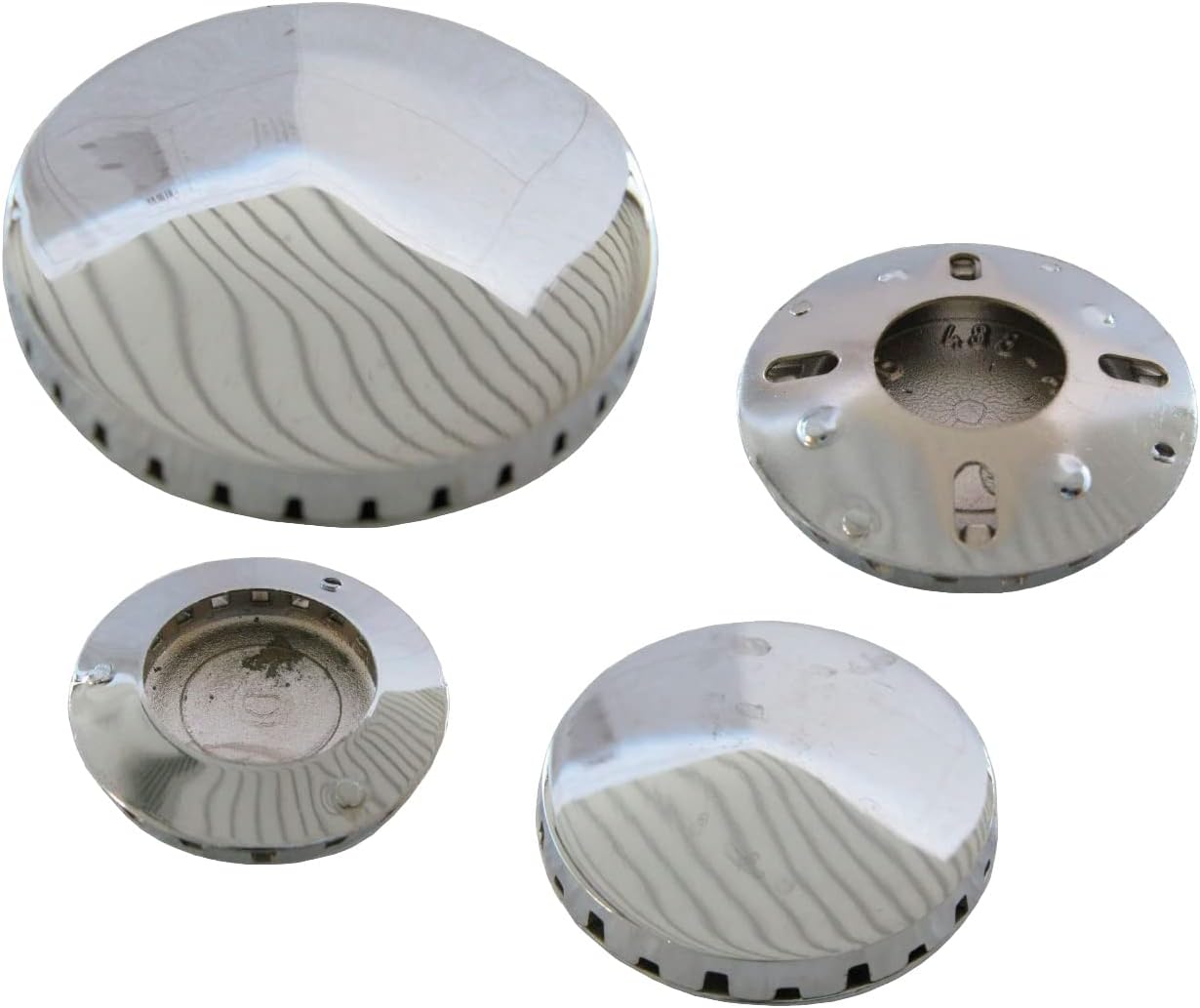 Gecasa, Chrome Plated Brass 1 Large 2 Medium 1 Small Flame Burner Compatible with Ignis, Whirlpool, Franke, Olmar, Smalvic, Smeg Gas Hob (Large, Flame Retardant)