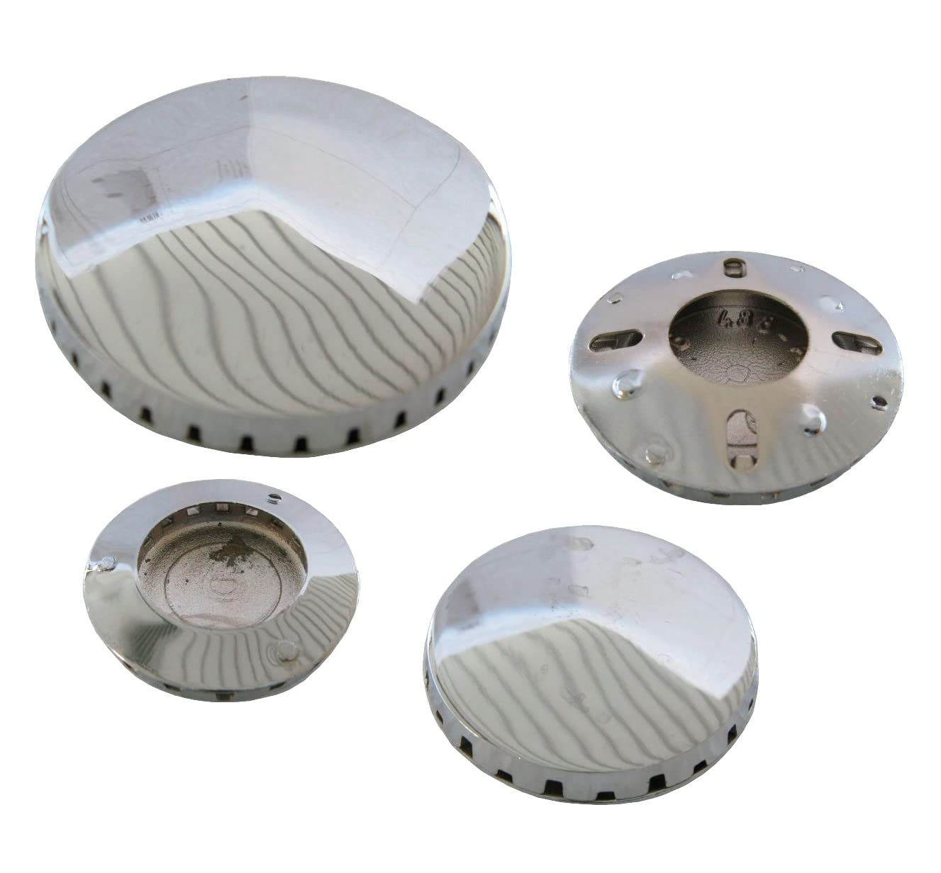 Gecasa, Chrome Plated Brass 1 Large 2 Medium 1 Small Flame Burner Compatible with Ignis, Whirlpool, Franke, Olmar, Smalvic, Smeg Gas Hob (Large, Flame Retardant)